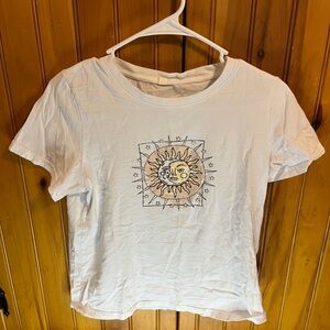 White T-shirt with sun and moon imprint Small